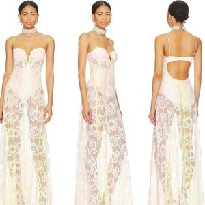 For Love And Lemons Cream Strapless Maxi Gown